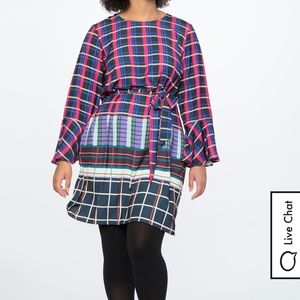 Printed Flare Sleeve Easy Dress